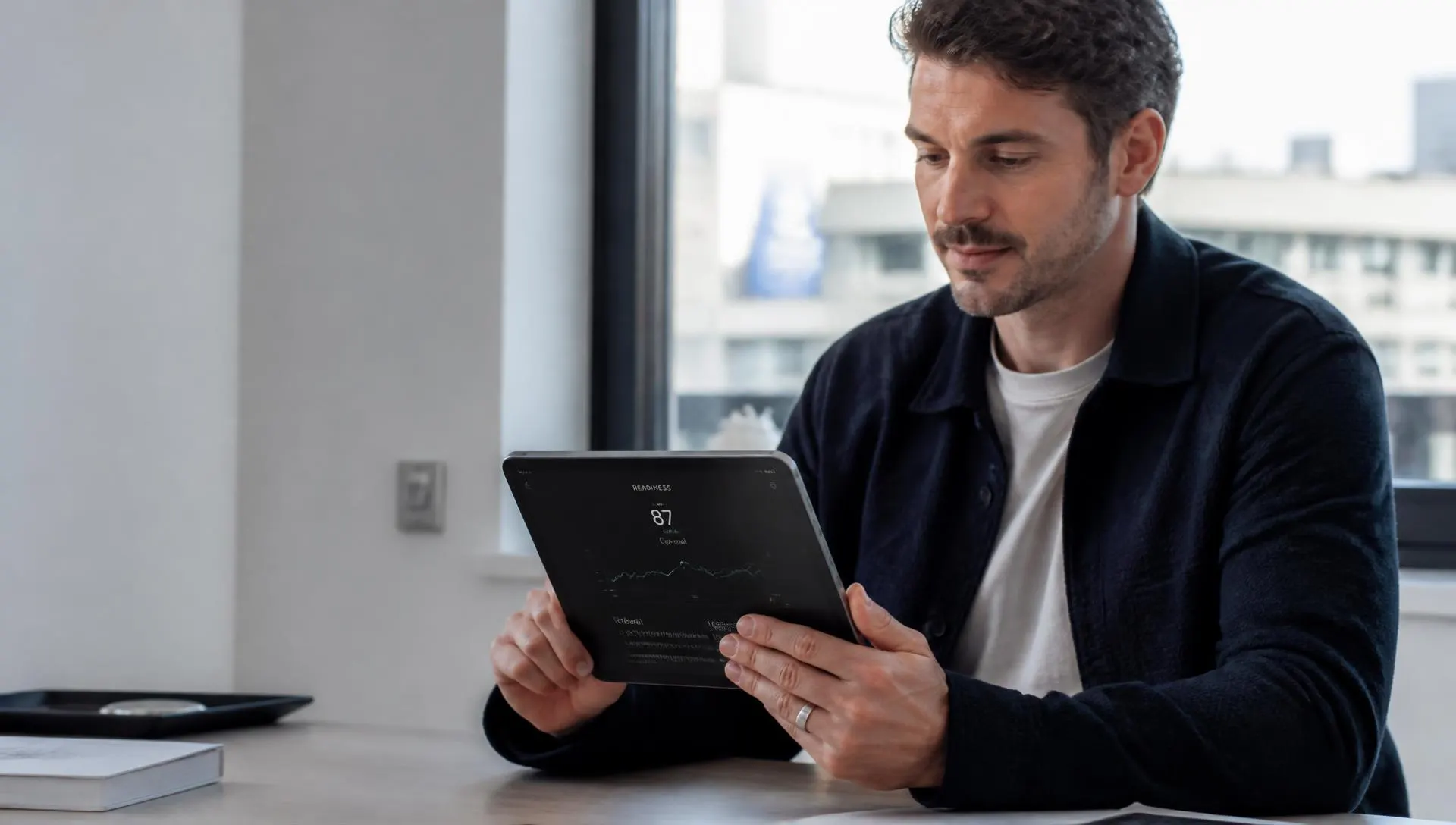 Person reviewing their health report on a tablet